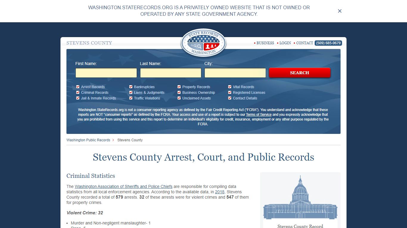 Stevens County Arrest, Court, and Public Records